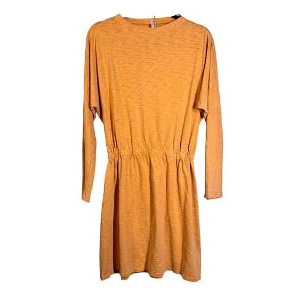 HELLO NITE Dress Small Dolman Sleeve Elastic Waist Mini Skirt Slub Cotton Casual - Picture 1 of 10